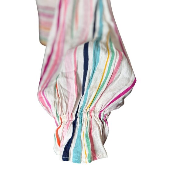 Eloquii Elements Womens Striped Smocked Puff Sleeve Top Sz XL Boho Peasant Beach - Picture 6 of 13